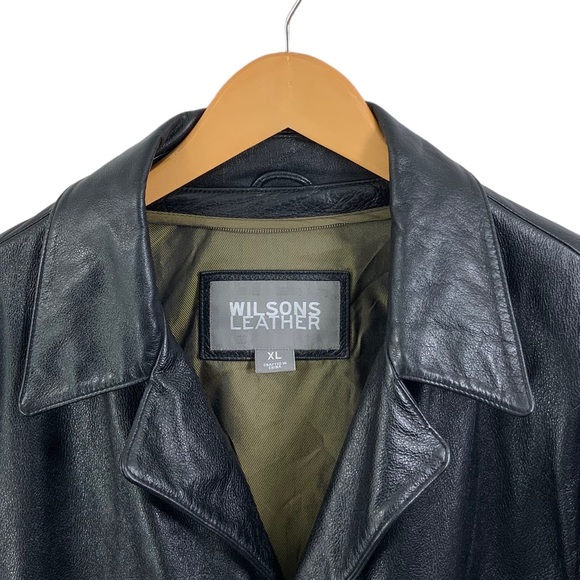 WILSONS LEATHER Nice Heavy Weight Leather Jacket Button Down XL Black Lined - Picture 12 of 12